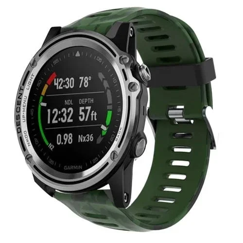 Correa de Reloj Garmin Descent Mk 1 26mm silicona estampado camuflaje (Verde Militar + Camuflaje Militar)