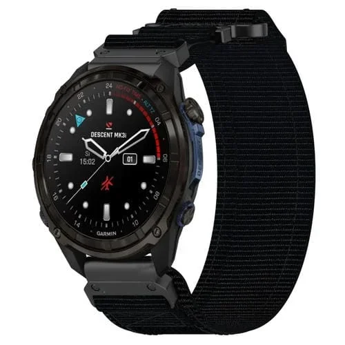 Correa de Reloj Garmin Descent Mk3 43mm 20mm Nailon con Cierre de Gancho y Bucle (Negro)