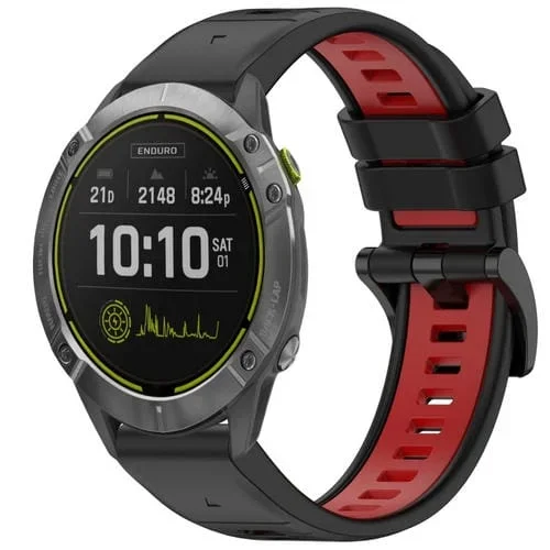 Correa de Reloj Garmin Enduro Sports Silicona Liberación Rápida Dos Colores (Negro + Rojo)