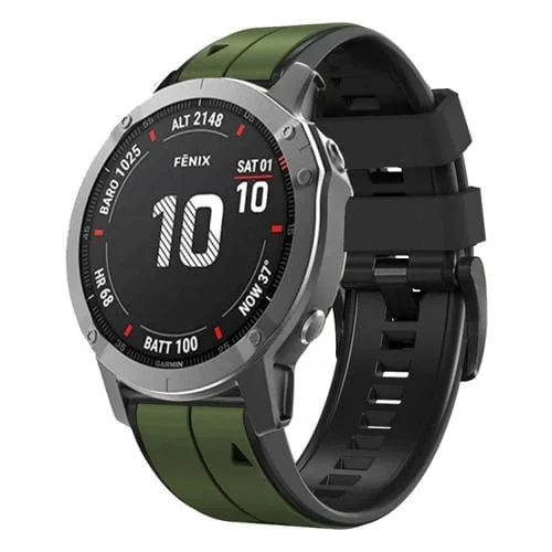 Correa de Reloj Garmin Epix Pro 51mm Silicona Dos Colores (Verde Militar + Negro)