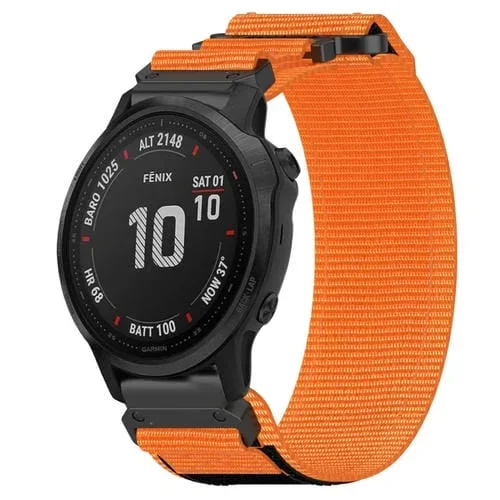 Correa de Reloj Garmin Fenix 6S con Cierre de Gancho y Bucle de Nailon 20mm (Naranja)