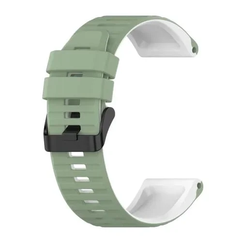 Correa de Reloj Garmin Fenix 7 Pro 47mm silicona colores mezclados deportivos (Verde Claro + Blanco)