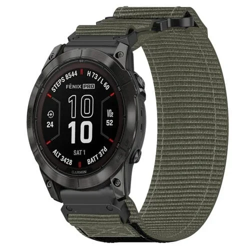 Correa de Reloj Garmin Fenix 7X 26mm Nailon con Cierre de Gancho y Bucle (Gris)