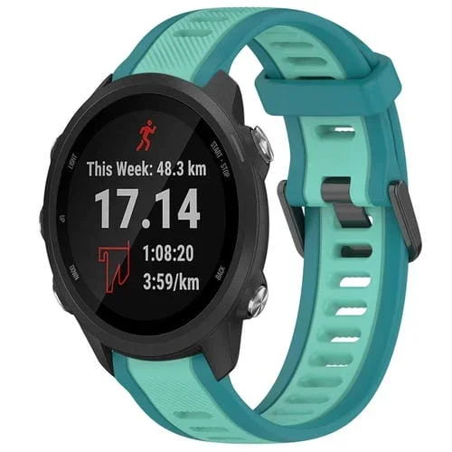 Correa de Reloj Garmin Forerunner 245/245 Music Silicona Texturizada Dos Colores 20mm (Verde Azulado)
