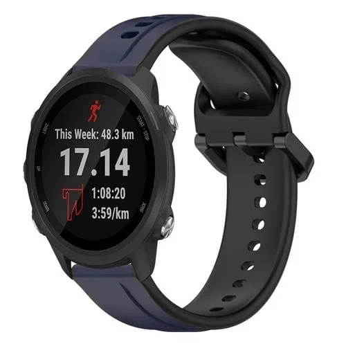 Correa de Reloj Garmin Forerunner 245 silicona dos colores 20mm (Azul Medianoche + Negro)