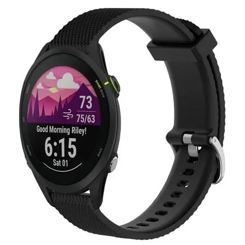 Correa de Reloj Garmin Forerunner 255 Music 22mm Silicona Textura Diamante (Negro)