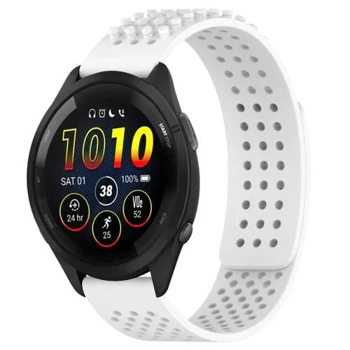 Correa de Reloj Garmin Forerunner 265 de silicona con puntos 3D transpirables y orificios de 22mm (Blanco)