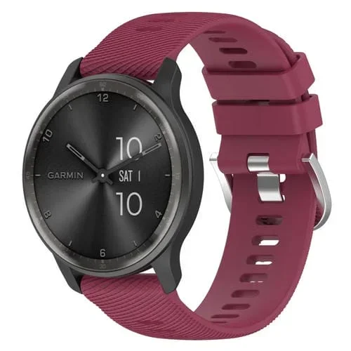Correa de Reloj Garmin Forerunner 55 20mm silicona color sólido textura cruzada (Rojo Vino)