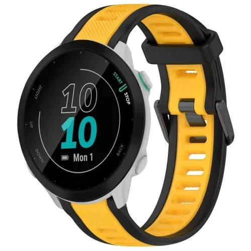 Correa de Reloj Garmin Forerunner 55 Silicona Texturizada Dos Colores 20mm (Amarillo + Negro)