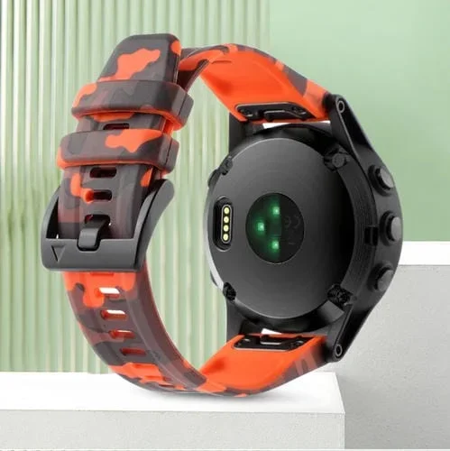 Correa de Reloj Garmin Forerunner 965 Silicona Camuflaje 22mm (Naranja)