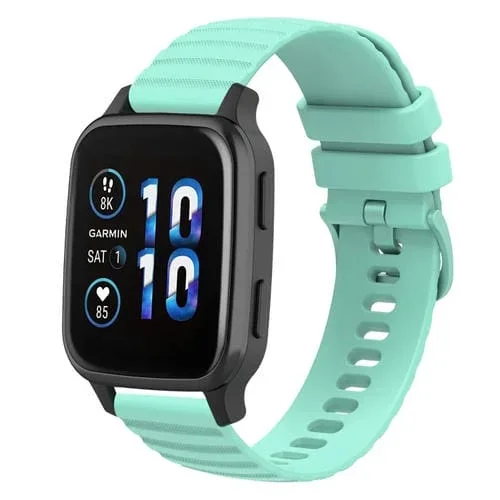 Correa de Reloj Garmin Forerunner Sq2 20mm Silicona patrón puntos ondulados (Verde Azulado)