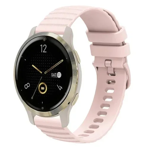 Correa de Reloj Garmin Venu 2S 18mm Silicona Color Sólido con Puntos Ondulados (Rosa)