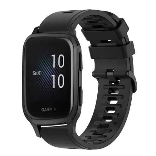 Correa de Reloj Garmin Venu Sq 20mm Silicona Suave Color Sólido (Negro)