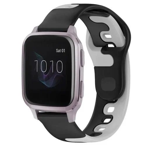 Correa de Reloj Garmin Venu Sq Silicona Doble Color 20mm (Negro + Gris)