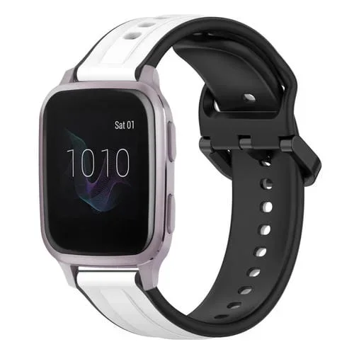 Correa de Reloj Garmin Venu Sq silicona dos colores con bucle convexo 20mm (Blanco + Negro)