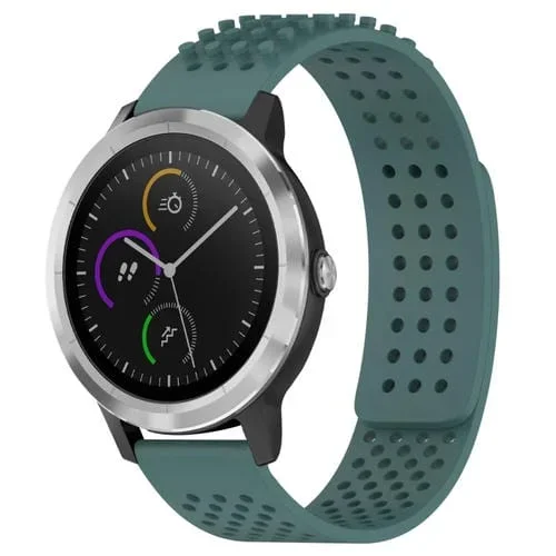 Correa de Reloj Garmin Vivoactive 3 Silicona Puntos 3D Transpirables 20mm (Verde Oliva)