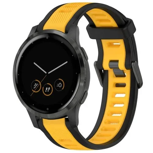 Correa de Reloj Garmin Vivoactive 4S Silicona Texturizada Dos Colores 18mm (Amarillo + Negro)