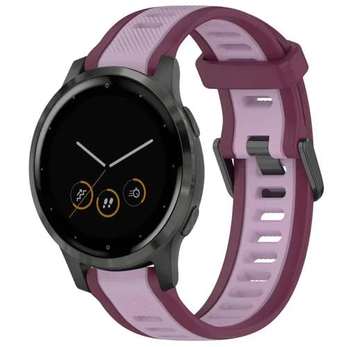 Correa de Reloj Garmin Vivoactive 4S Silicona Texturizada Dos Colores 18mm (Púrpura)