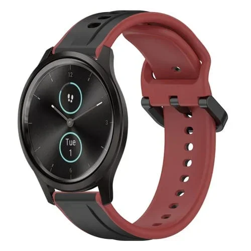 Correa de Reloj Garmin Vivomove Style 20mm Convex Loop Silicona Dos Colores (Negro + Rojo)