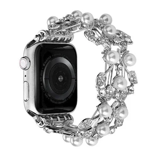 Correa de Reloj Metal Apple Watch 2 38mm Cuentas Cuatro Hojas (Plata)