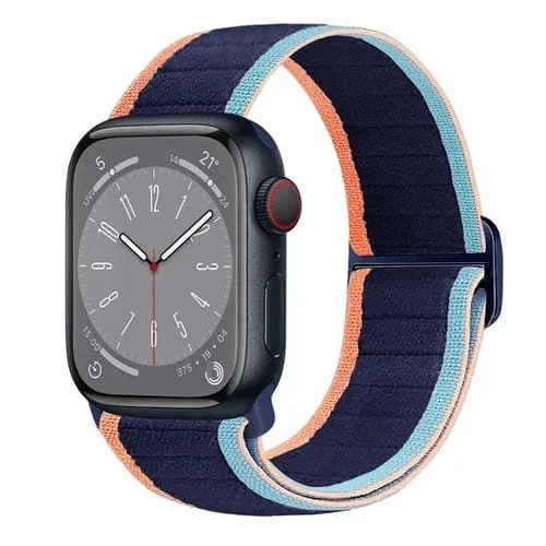 Correa de Reloj Nailon con Hebilla Elástica para Apple Watch Series 3 42mm (Azul Marino Oscuro)