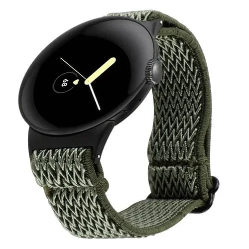 Correa de Reloj Nailon Trenzado para Google Pixel Watch 2 y Pixel Watch Wave (Verde Militar)