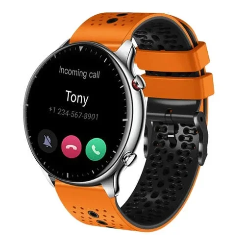 Correa de Reloj para Amazfit GTR 2 22mm Silicona Bicolor Perforada (Naranja + Negro)