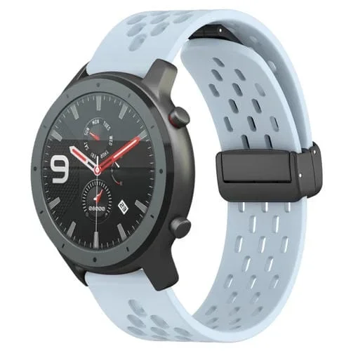 Correa de Reloj para Amazfit GTR 47mm 22mm Silicona con Cierre Magnético Plegable (Azul Claro)