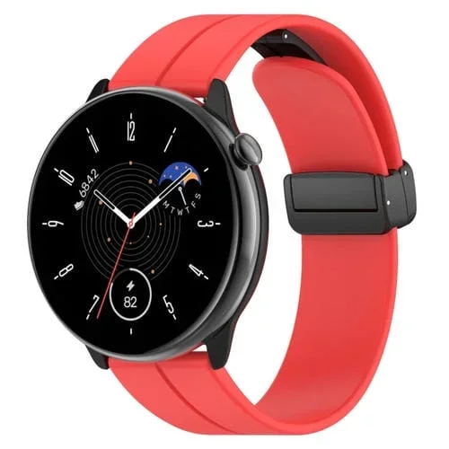Correa de Reloj para Amazfit GTR Mini cierre plegable magnético hebilla negra silicona (Rojo)