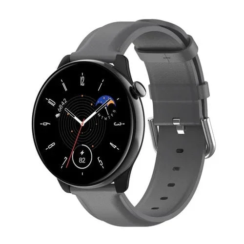 Correa de Reloj para Amazfit GTR Mini Cuero Genuino Cola Redonda (Gris)