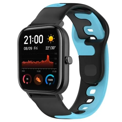 Correa de Reloj para Amazfit GTS de Silicona Doble Color 20mm (Negro + Azul)