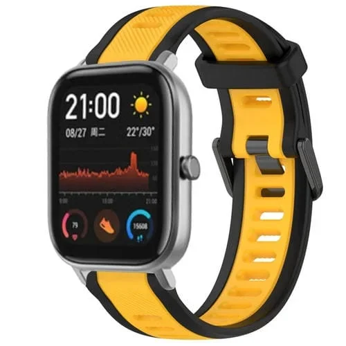 Correa de Reloj para Amazfit GTS Silicona Texturizada Dos Colores 20mm (Amarillo + Negro)