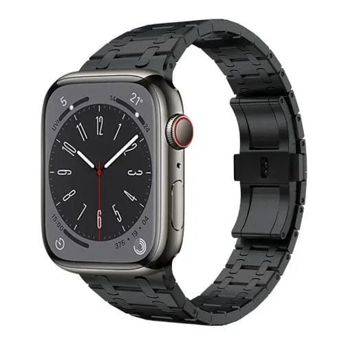 Correa de Reloj para Apple Watch SE 44mm Pg94 Acero Inoxidable Doble Enlace (Negro)