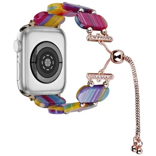 Correa de Reloj para Apple Watch Series 6 de Cadena Retráctil de Resina 44mm (Arco Iris)