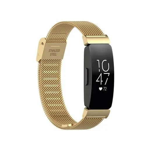 Correa de Reloj para Fitbit Inspire 3 Hebilla Acero Inoxidable Malla Fina (Oro)
