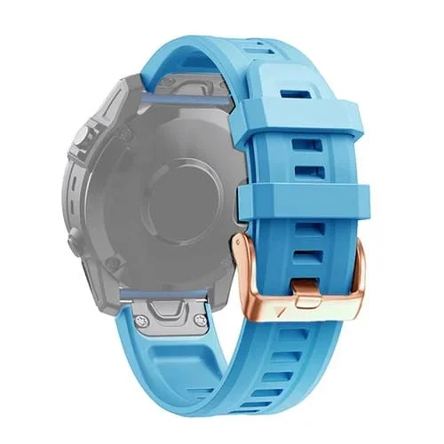 Correa de Reloj para Garmin Epix Pro 42mm Silicona con Hebilla Oro Rosa (Azul Cielo)