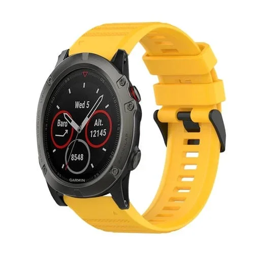 Correa de Reloj para Garmin Fenix 5X Sapphire 26mm Silicona Textura Horizontal con Herramienta (Amarillo)