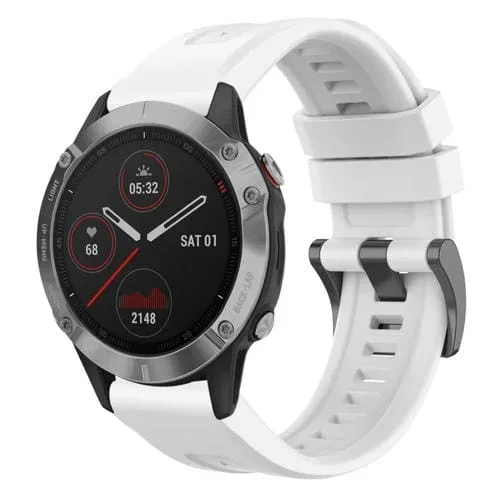 Correa de Reloj para Garmin Fenix 6 Gps Silicona Liberación Rápida con Hebilla Negra (Blanco)