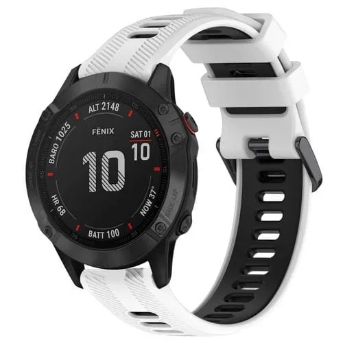 Correa de Reloj para Garmin Fenix 6 Pro Sports de Silicona Dos Colores (Blanco + Negro)