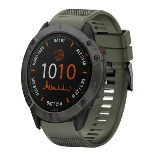 Correa de Reloj para Garmin Fenix 6X Pro de silicona con liberación rápida de 26mm (Verde Militar)