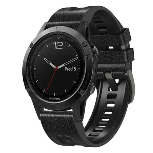 Correa de Reloj para Garmin Fenix 7 de Cuero y Silicona con Liberación Rápida (Negro)