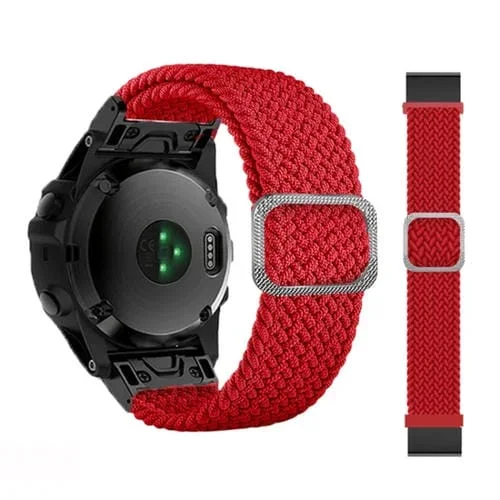 Correa de Reloj para Garmin Fenix 7 de Nailon Trenzado Ajustable (Rojo)