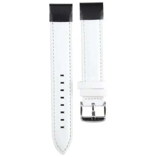 Correa de Reloj para Garmin Fenix 7X 26mm Cuero Genuino con Textura Bambú (Blanco)