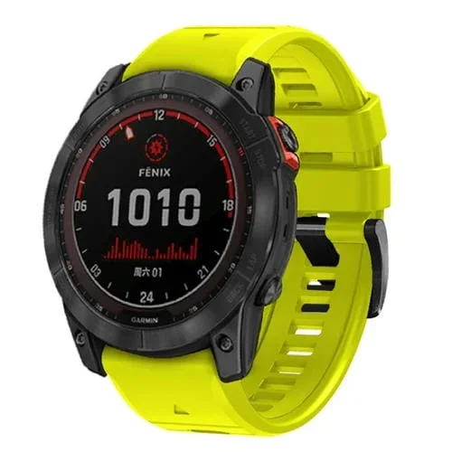 Correa de Reloj para Garmin Fenix 7X 26mm de Silicona con Hebilla de Acero (Verde Lima)