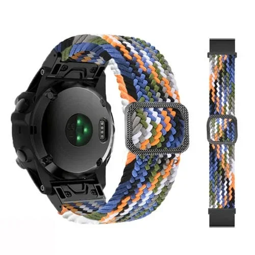 Correa de Reloj para Garmin Fenix 7X de Nailon Trenzada Ajustable (Mezclilla Colorida)