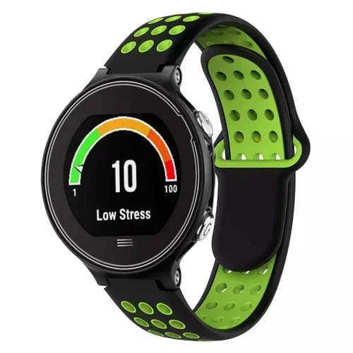 Correa de Reloj para Garmin Forerunner 630 Silicona Perforada Transpirable (Negro + Verde)