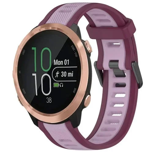 Correa de Reloj para Garmin Forerunner 645/645 Music Silicona Texturizada Dos Colores 20mm (Púrpura)