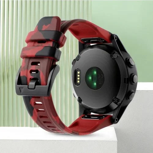 Correa de Reloj para Garmin Forerunner 945 Silicona Camuflaje 22mm (Rojo)