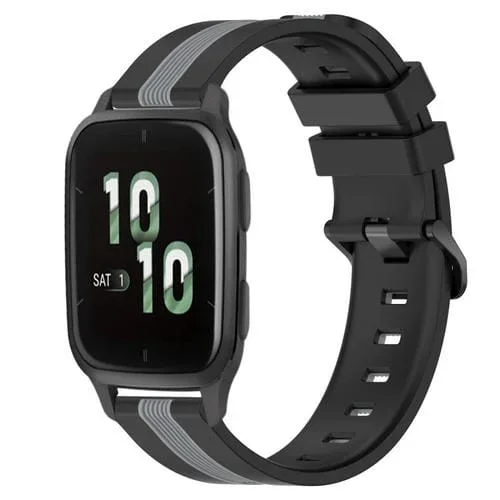 Correa de Reloj para Garmin Forerunner Sq2 de Silicona Dos Colores 20mm (Negro + Gris)