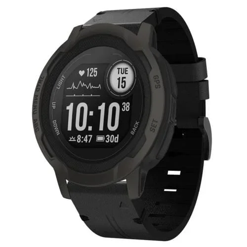Correa de Reloj para Garmin Instinct 2 de Cuero con Hebilla de Acero 22mm (Negro)